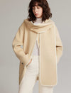 Wool-Blend Contrast Stitching Hooded Coat