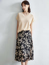 Vintage Floral Chiffon A-Line Skirt