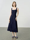 Denim Square Neck Midi Dress