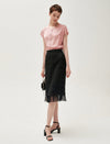 Floral Lace Tulle Hem Midi Skirt