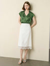 Acetate Satin V-Neck Cap Sleeve Blouse