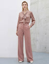 Dusty Rose Wide-Leg Tailored Pants