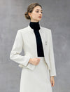 Wool Blend Stand-Collar Zip-Front Peplum Jacket