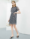 Plaid Lace Straight Short Sleeve Dress