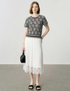 Floral Jacquard Short-Sleeve Knit Top