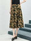High‑Waist Floral Print A‑Line Midi Skirt