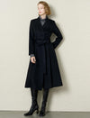 Black Wool-Cashmere Blend Self-Tie Wrap Coat