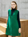 Wool Blend Knit V-Neck Sleeveless Dress