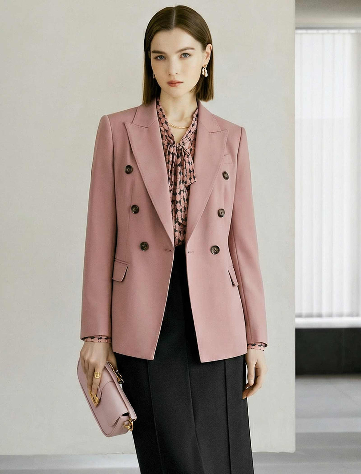 Blush Double-Breasted Blazer