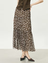 Brown Floral Multi-Layered Midi Skirt