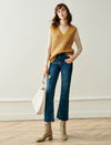 Wool Blend Textured Plaid V-Neck Sweater Vest