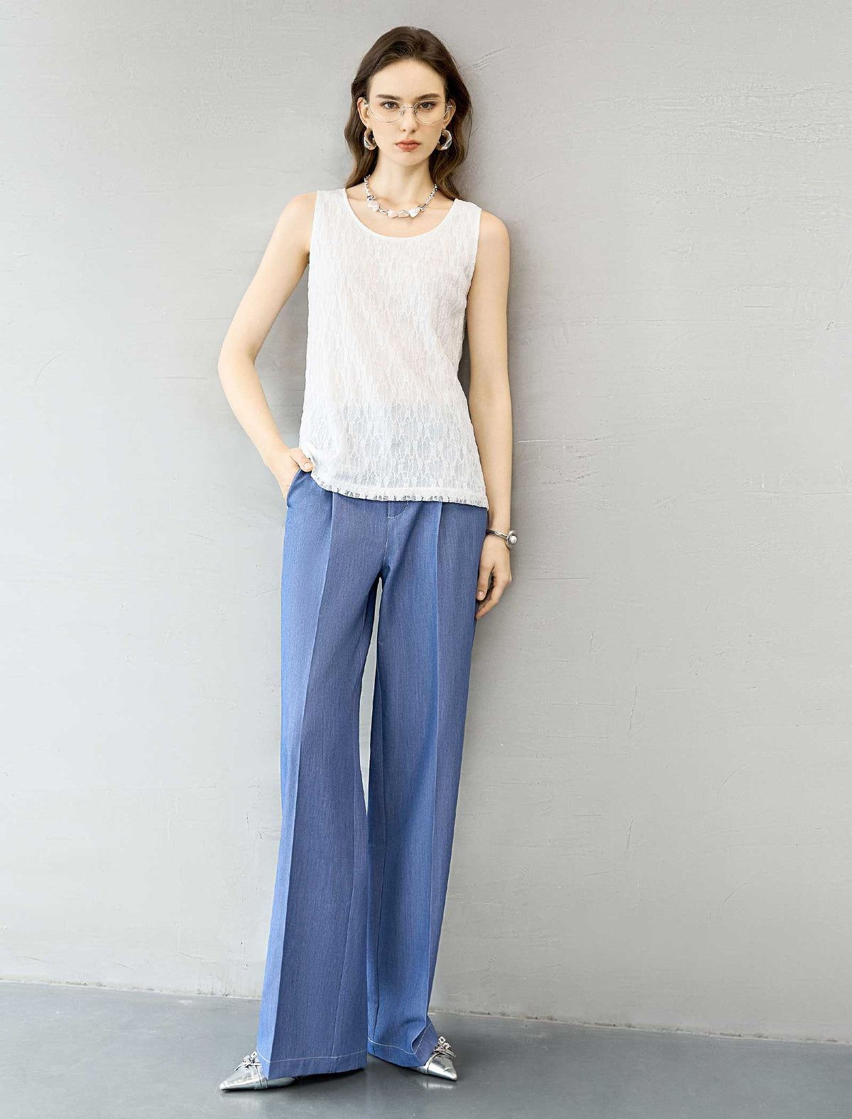 White Lace Sleeveless Top