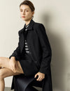 Black Stand-Collar Single-Breasted Trench Coat