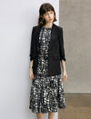 Tencel Ruched Sleeves Textured Tailored Blazer