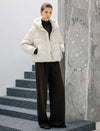 Floral Pattern Hooded Zip-Front Cropped Puffer Jacket