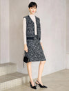 Sparkle Tweed Wool Blend Straight H-Line Skirt
