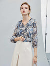 Floral Ruffled 3/4 Sleeve Blouse