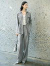 Grey Textured Drawstring Waist Tencel Shirt