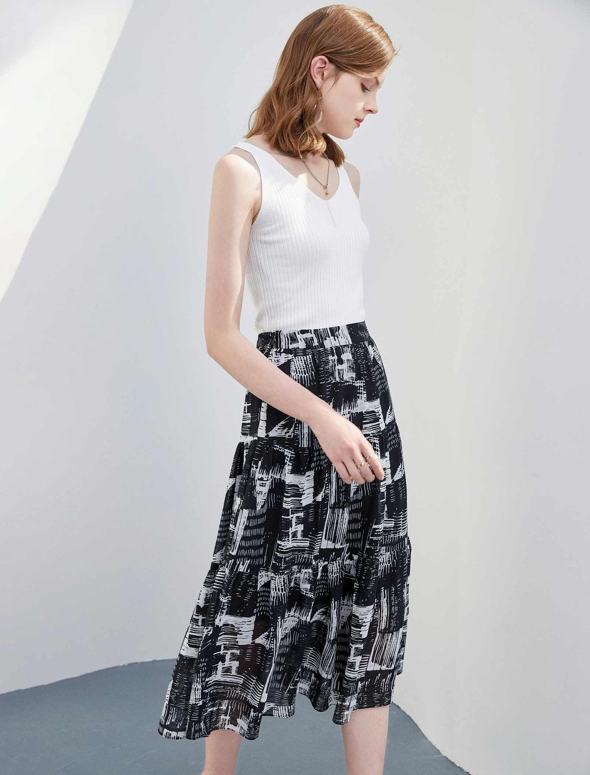 Vintage Print A-Line Skirt