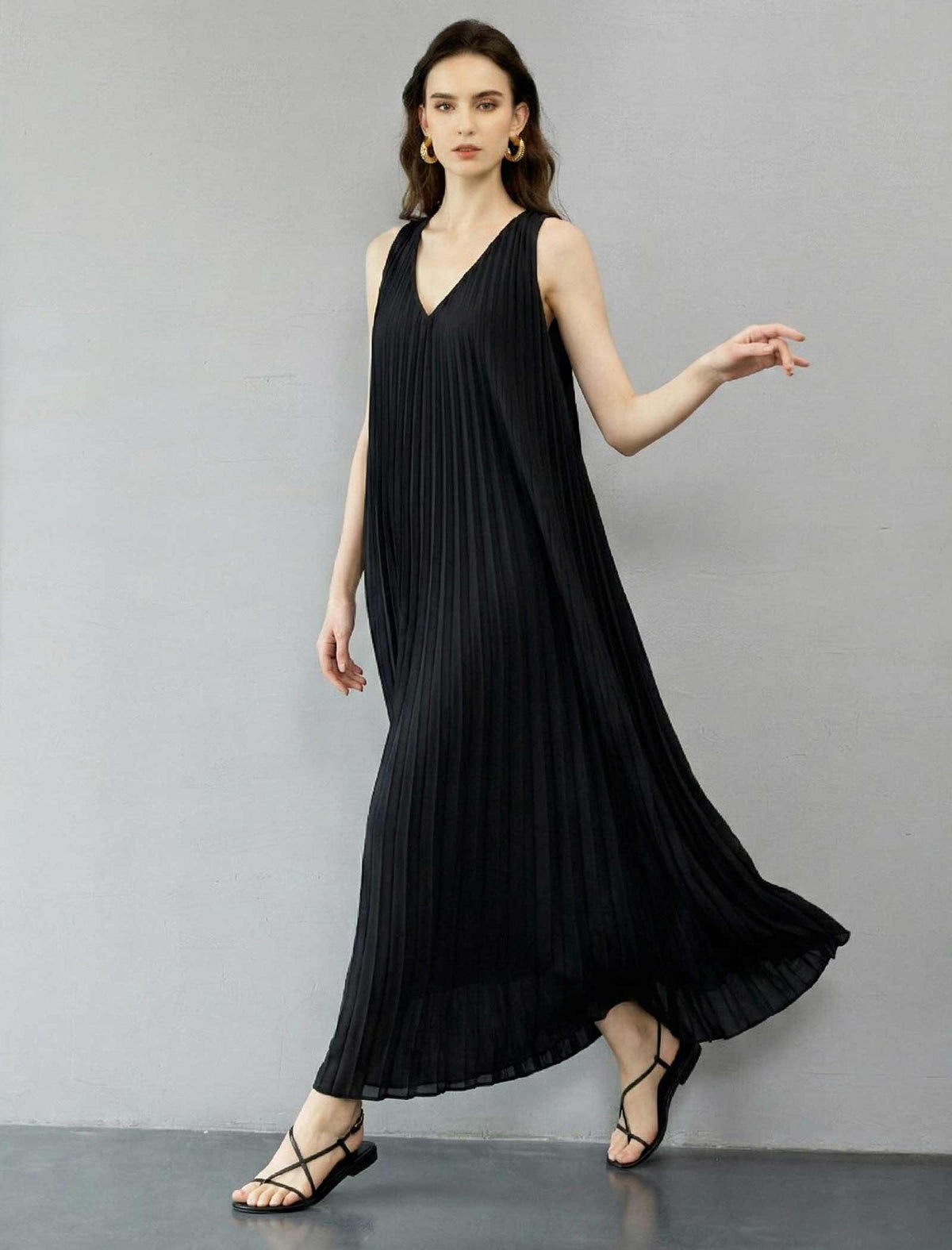 Intricate Pleated Halter Neck Gown