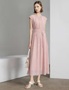 Dusty Pink Ruched Waist Midi Dress