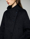 Wool Blend Ruched-Lapel Raglan-Sleeve Cropped Jacket