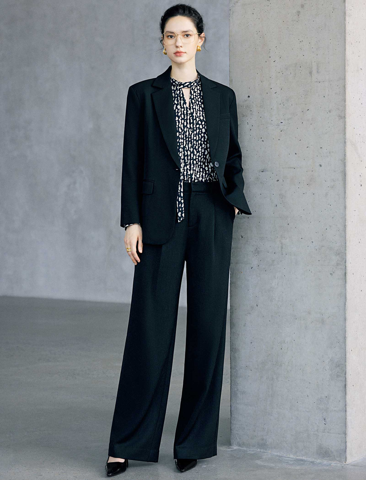 Pure Wool High Waist Wide Leg Pants