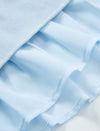 Light Blue Ruffle-Hem Short Sleeve Blouse