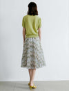 Vintage Floral Pleated A-Line Skirt