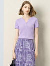 Tailored Open-Collar Knit Top