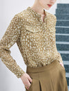 Floral Print Ruffle Neck Long Sleeve Blouse