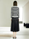 Pleated Faux Leather Midi Skirt