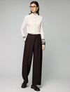 Wool Blend High-Waist Pocket Wide-Leg Pants