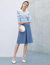 High-Waisted Slit A-Line Skirt