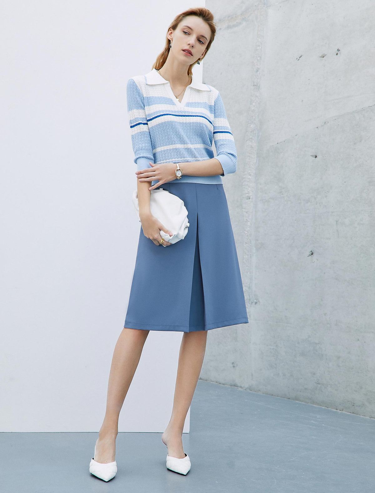 High-Waisted Slit A-Line Skirt