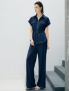 Zip Front Drawstring Waist Utility Shirt Top