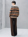 Wool Blend Fair Isle Patterned V Neck Knit Cardigan