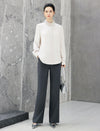 Ruffled Mock Neck Textured Blouse
