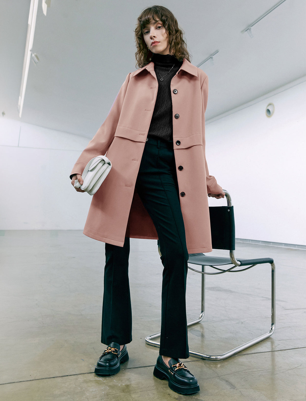 Collared Relaxed Straight-Fit Trench Coat