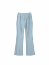 Light Sky Blue High Waist Front Crease Flare Suit Pants