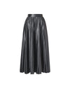 Pleated Faux Leather Midi Skirt