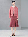 Wool Blend Round Neck Metal Button Cropped Jacket