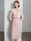 Round‑Neck Pleated Satin‑Finish Blouse