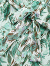 Green Floral V-Neck Tie Waist Midi Chiffon Dress