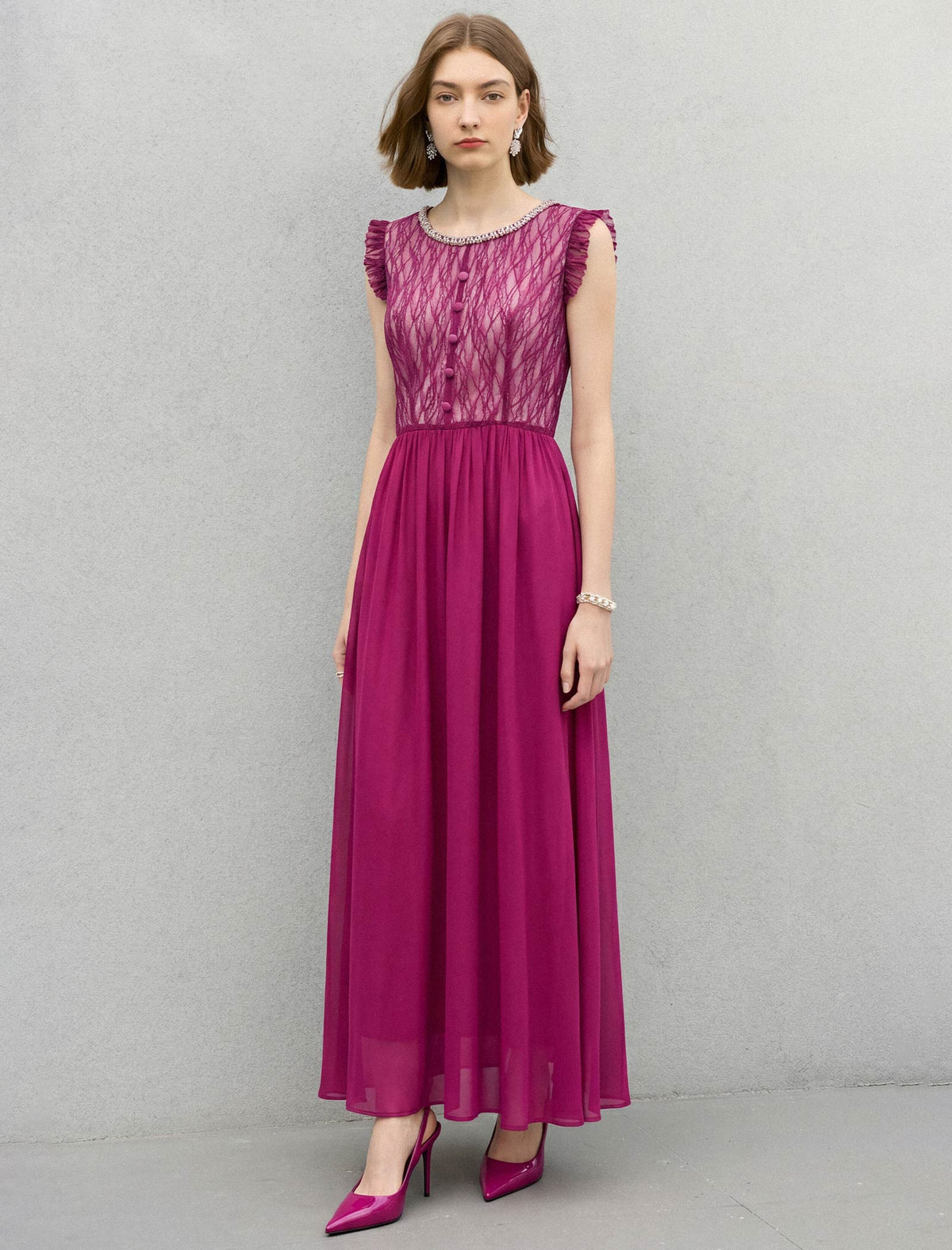 Black Sheer Lace Maxi Dress