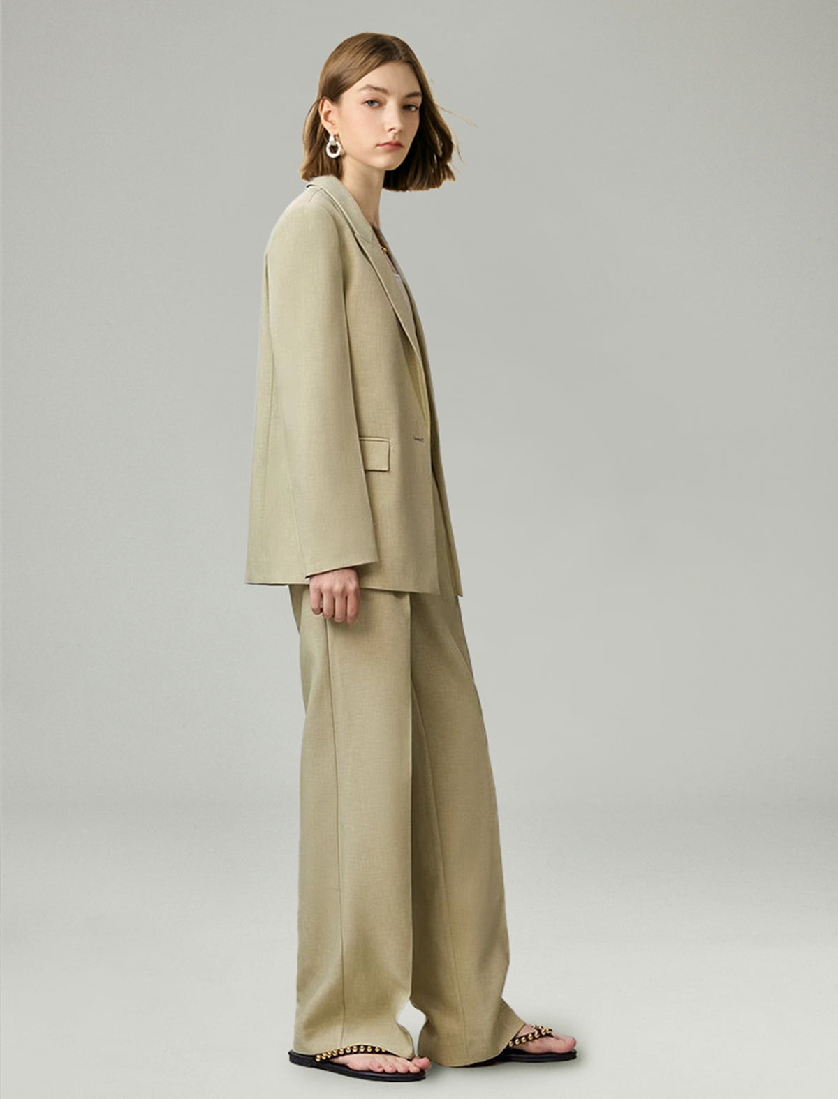 One Button Relaxed Fit Blazer