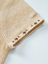 Beaded Open-Knit Short Sleeve Knit Top