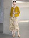 Vintage Floral Print Midi Chiffon Skirt