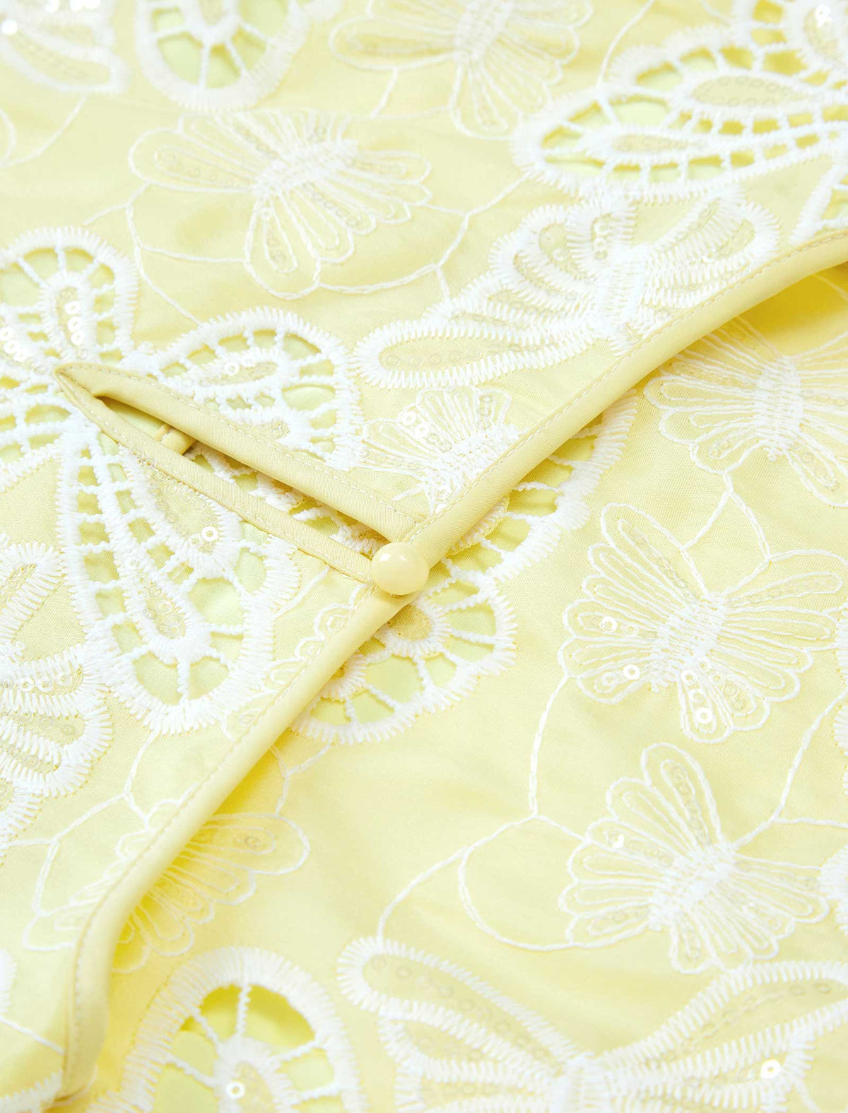 Yellow Butterfly Eyelet Embroidery Short Sleeve Shift Mini Dress