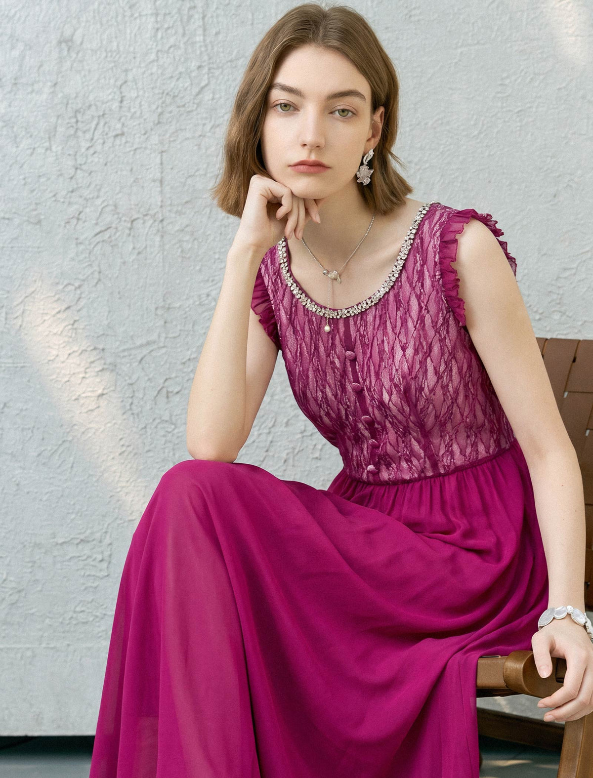 Black Sheer Lace Maxi Dress